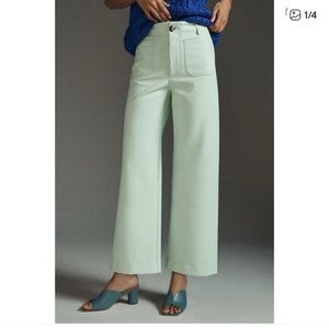 Anthropologie Maeve The Collette Faux Leather Mont Wide Leg Sz 24